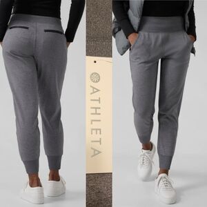 $98 TALL XS ATHLETA VENICE ZIP POCKET HR Joggers gray black EXTRA SMALL NEW NWT